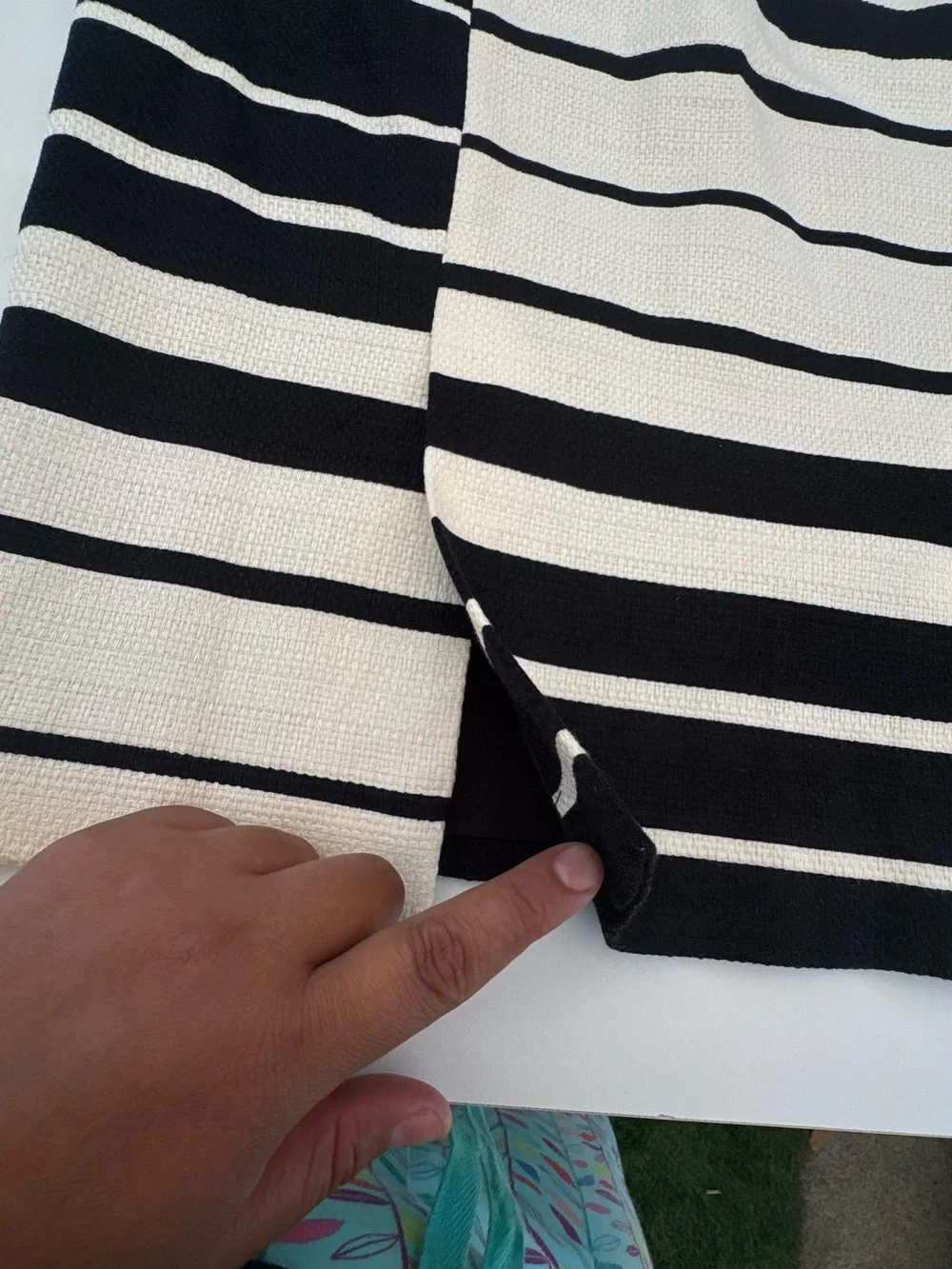 Ann Taylor Black and White Striped Pencil Skirt